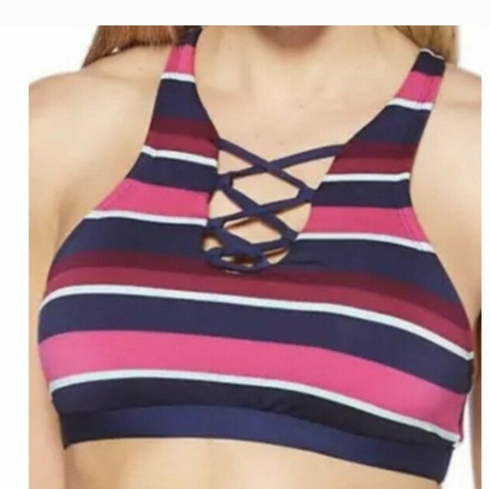 JAG bikini/active rugby stripe top, NWOT